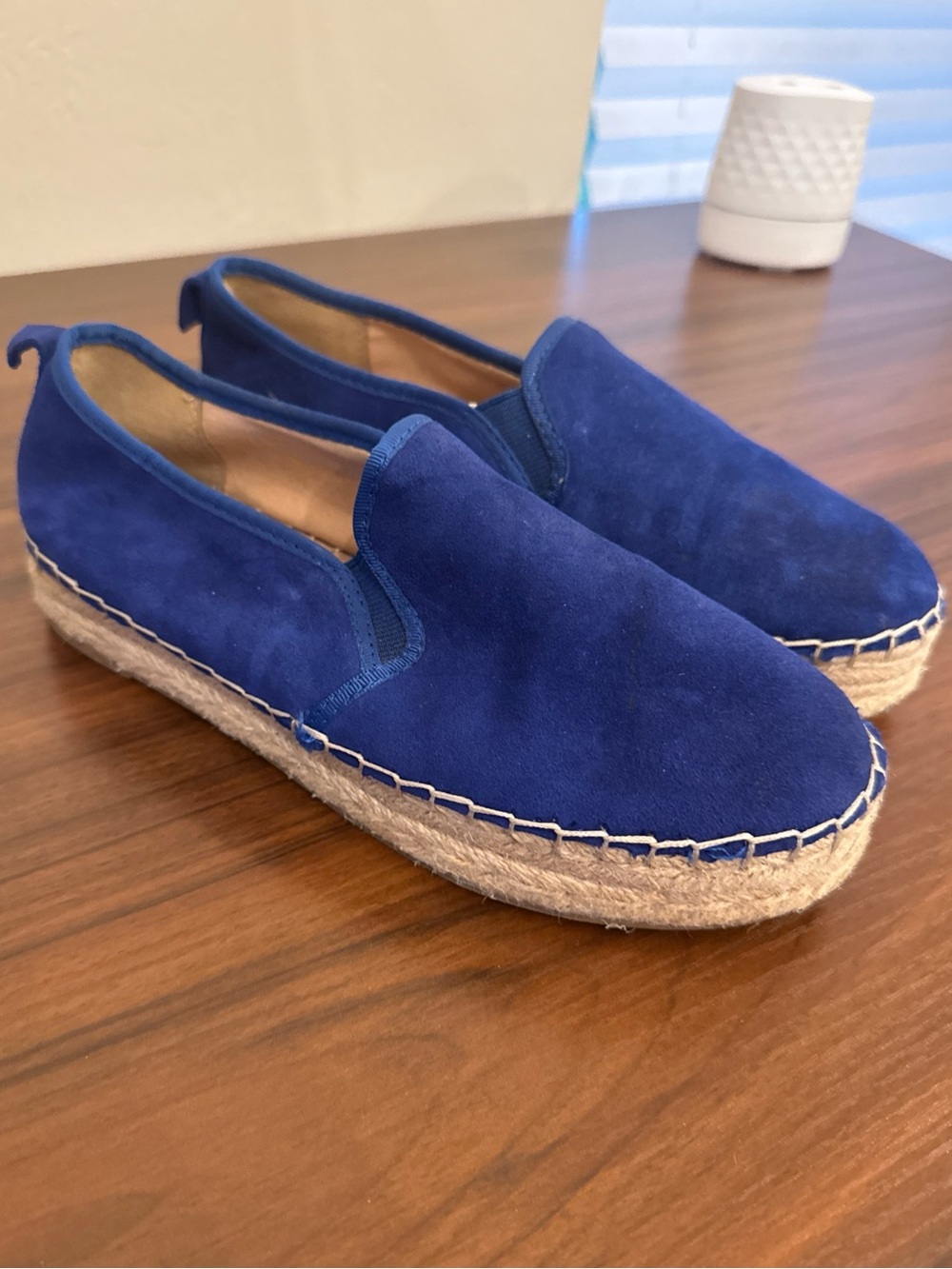 Sam Edelman Shoes Women's 7.5 Blue Suede Espadrille Slip Ons Casual